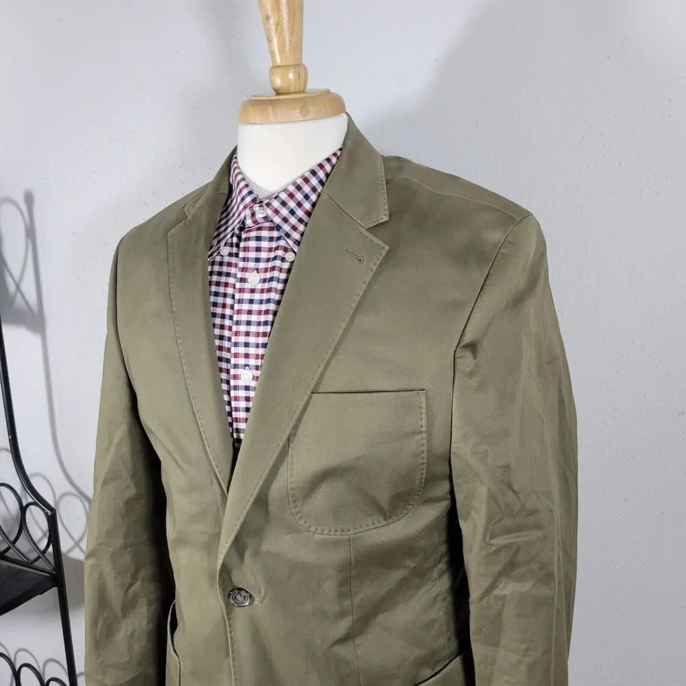 Joseph Abboud Men's Sport‎ Coat Blazer Two Button Solid Green Cotton Size MEDIUM